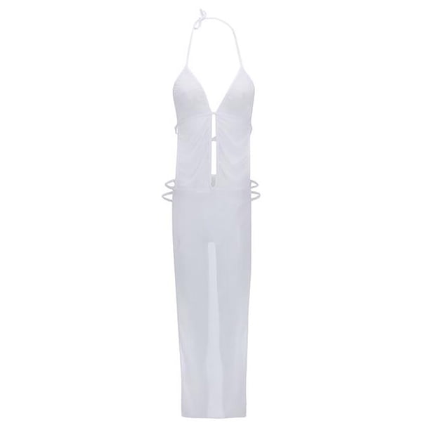 Gibobby Ropa interior mujer Ropa Interior Divertida para Mujer, Escote En V Profundo, Encaje Sexy, Vestido Transparente, Vestido para Conjuntos De Lencería(Blanco, G)