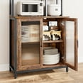 thumbnail image 5 of M optimized Bakers Rack with Cabinet 5 Tier Microwave Stand 64.5" Microwave Storage Rack with Door Vintage Kitchen Utility Storage Shelf with Hooks Large Coffee Bar Station Kitchen, 5 of 9
