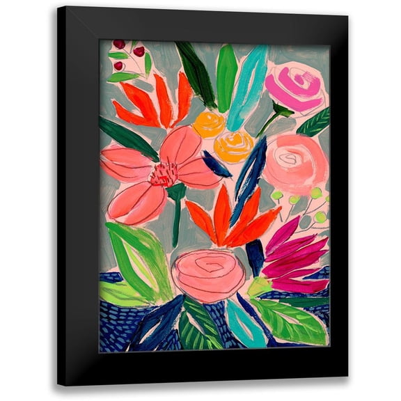 Parker, Jennifer Paxton 12x14 Black Modern Framed Museum Art Print Titled - Naive Neon Bouquet I
