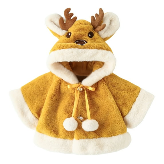 Actoyo Winter Baby Girl Toddler Christmas Fleece Coat Cloak Deer Jacket Snowsuit Outerwear Clothes