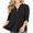 Black, variant on Women's Plus Size Tops 3/4 Sleeve Tunic Shirts A Buckle Decoration V-Neck Blouses,M-4XL