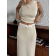 thumbnail image 6 of Women'S 2 Piece Outfit Sleeveless Knit Tank Top Bodycon Long Skirt Set Loungewear Beige M, 6 of 7
