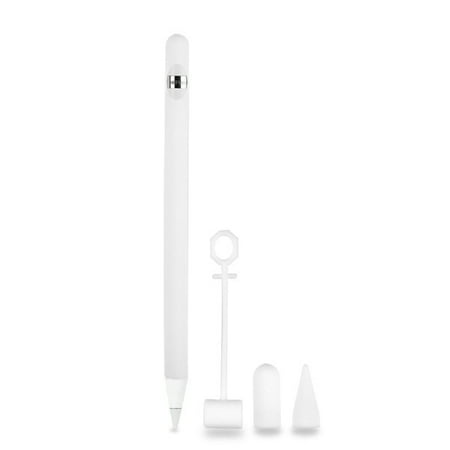 - Silicone Cover Case For Apple Pencil (1st Generation) iPencil Rubber Sleeve Holder Grip + Nib Cover (2) + Charging Cable Adapter Non-Slip Pouch Protector Case WHITE for Apple iPad Pro Pencil Pen