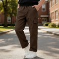 thumbnail image 2 of DJDLJWCJ Boys School Uniform Pants Comforty Elastic Waist Straight Cargo Pants Solid Color Side Pocket Casual Trousers Coffee Size 11, 2 of 2
