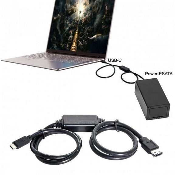 JSER USB-C Type-C to Power Over eSATA DC5V Adapter USB3.0 to HDD/SSD/ODD eSATAp Converter