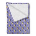 thumbnail image 2 of Moon Soft Flannel Fleece Throw Blanket, Childish Kids Themed Pattern with Moon Stars Dots Cartoon Style Night Sky, Cozy Plush for Indoor and Outdoor Use, 50" x 60", Lavender and Yellow, by Ambesonne, 2 of 5