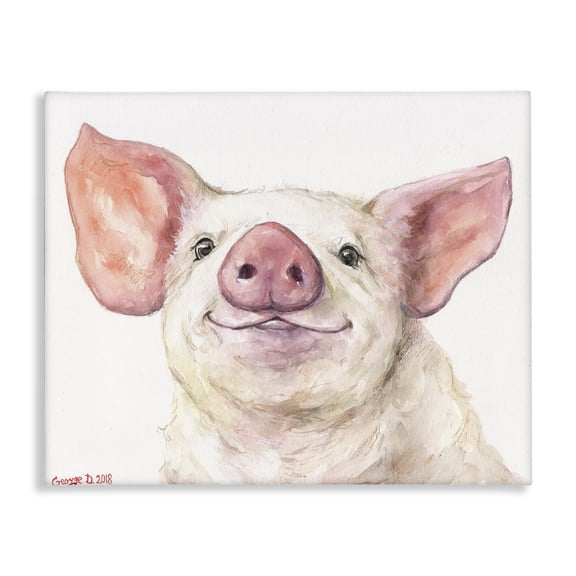 Stupell Industries Rustic Lodge Large Pig Head Animal Watercolor Canvas Art, 20 x 16, by George Dyachenko
