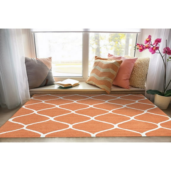 EORC Orange Contemporary Transitional Geometric Area Rug