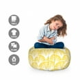 thumbnail image 2 of Yellow and White Storage Toy Bag Chair, Rounded Floral Motifs Overlapping Pattern 20s 30s Bohemian Simple, Stuffed Animal Organizer Washable Bag, Small Size, Earth Yellow White, by Ambesonne, 2 of 3