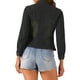 thumbnail image 3 of Chaqueta de mezclilla para mujer INSPIRE CHIC con cuello alto, mangas largas y bolsillos de solapa, chaqueta de jeans negra M, 3 of 6