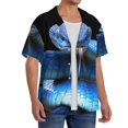 thumbnail image 2 of Yiaed Blue Viper Snake Print Mens Casual Wrinkle Free Shirts Short Sleeve Button Down Summer Stretch Dress Shirt-X-Large, 2 of 5