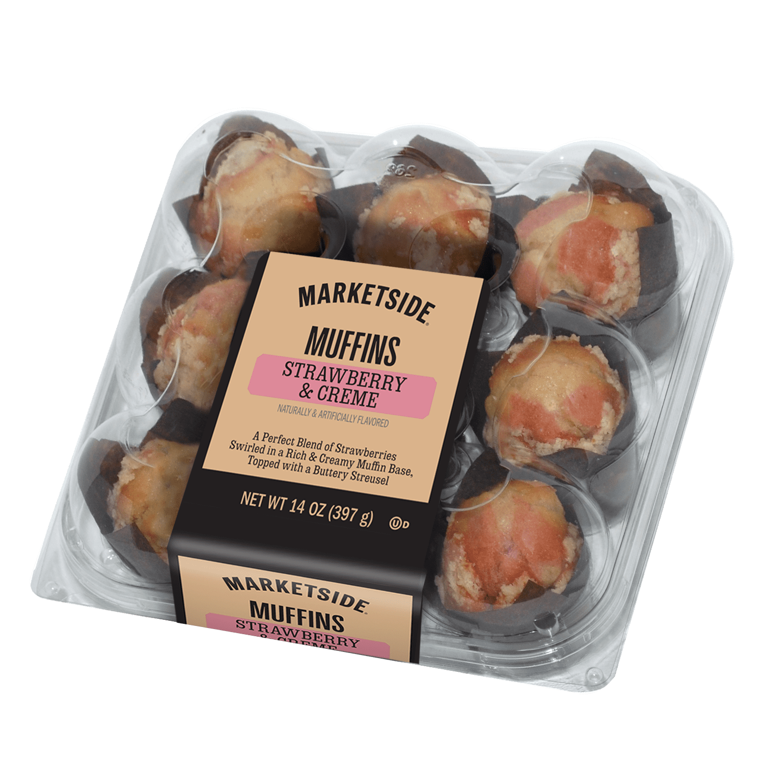 Marketside Strawberry & Creme Muffins, 14 oz, 9 Count (Bakery Fresh, Breakfast Pastry)