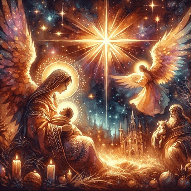 Kit de pintura por números sobre lienzo, arte al óleo artesanal, decoración de pared de Santa Madre e Hijo, 40x40cm