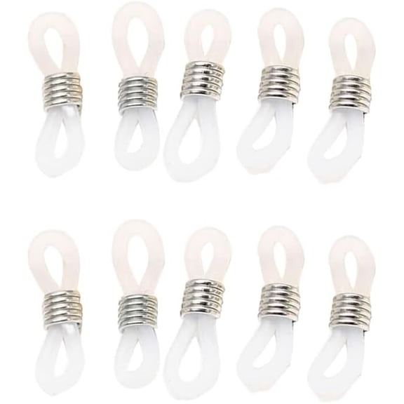10 Pcs Eyeglass Chain Loop Adjustable Metal Buckle Spectacles Connectors, White K Transparent