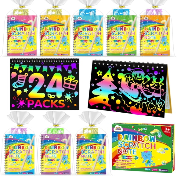 Cuaderno de notas para rascar Party Favors ZMLM Rainbow, paquete de 24 unidades para niños