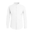 thumbnail image 2 of Men Long Sleeve Stand Collar Pure Color Male Blouse Tops, 2 of 3