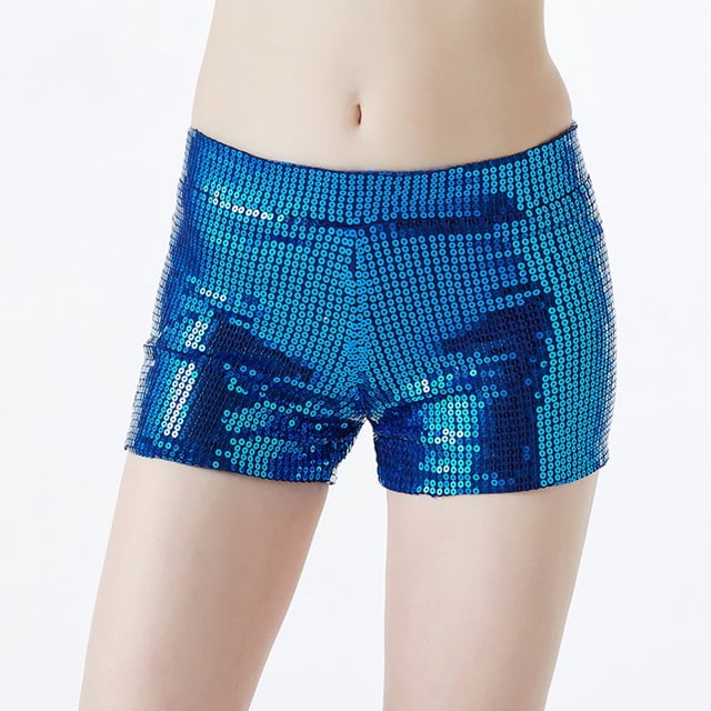 MKLEKYY Pantalones Cortos Deportivos para Mujer, Ropa de Baile de Jazz con Lentejuelas para Mujer, Pantalones Cortos de Lentejuelas de Moda para Baile Callejero y Discoteca