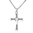 thumbnail image 1 of 925 Sterling Silver Genuine Rhinestone Cz Fast And Furious 7 Cross Charm Pendant Necklace For Men, 1 of 3