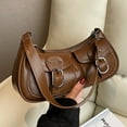 thumbnail image 4 of Yucurem Women Retro Commuting Bag Double Pockets Pu Leather Chic Hobo Bag (Coffee) Fashion shoulder bag (Coffee), 4 of 10