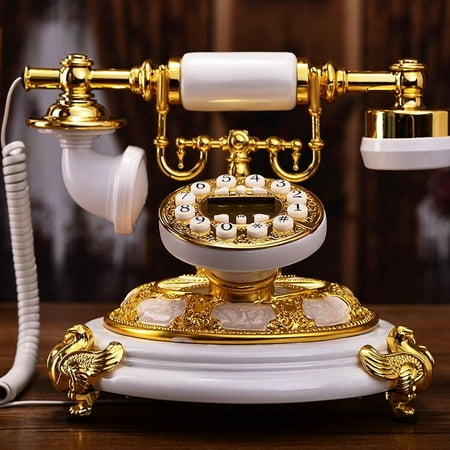 White Gold luxury retro European Antique phone Vintage corded telephone F055
