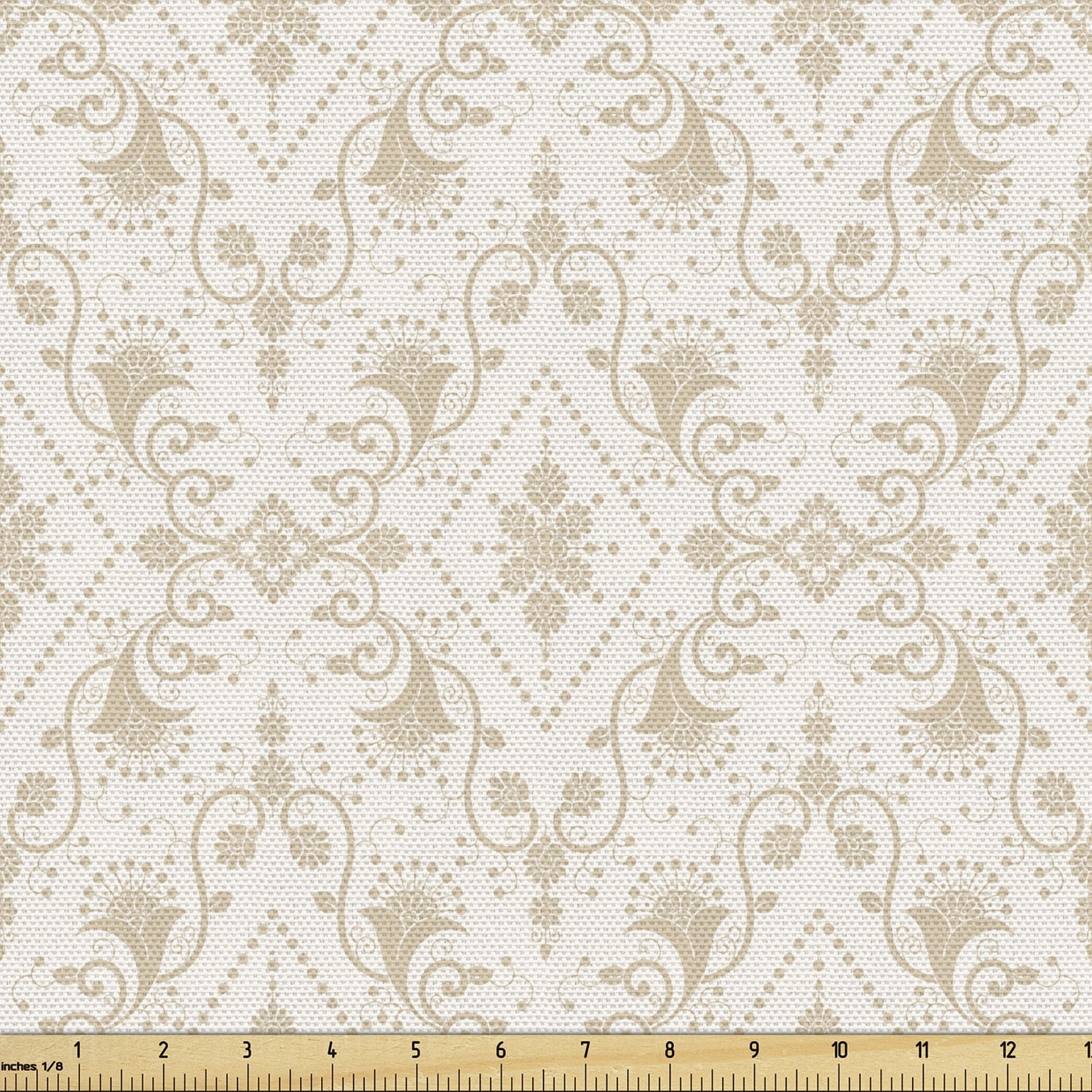 Damask Fabric by the Yard Upholstery, Classical Damask in Faded Colors