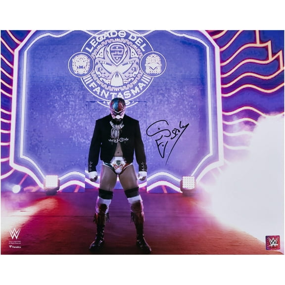 Santos Escobar WWE Autographed 16" x 20" Entrance Wearing Mask Photograph - Fanatics Authentic Certified
