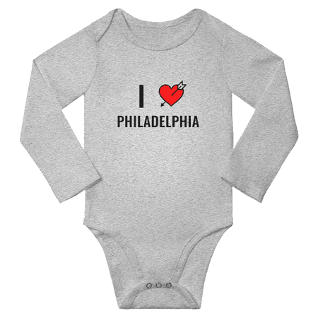 

I Love Philadelphia Funny Baby Long Sleeve Clothes Bodysuits Infant Boy Girl Unisex (Gray 6M)