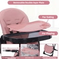 thumbnail image 4 of LINLUX Foldable Infant High Chair with Removable Double Trays, Portable Eating Chair, Pink, 4 of 9