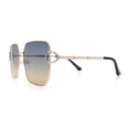 thumbnail image 6 of Womens Oversized Rectangle Butterfly Metal Rim Luxury Fashion Sunglasses Gold - Black Brown, 6 of 8