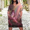 thumbnail image 2 of Womens Casual Dresses Pink Butterfly Blooms Sunlit Garden Short Sleeve Dress Summer Dresses for Women 2025, 2 of 6