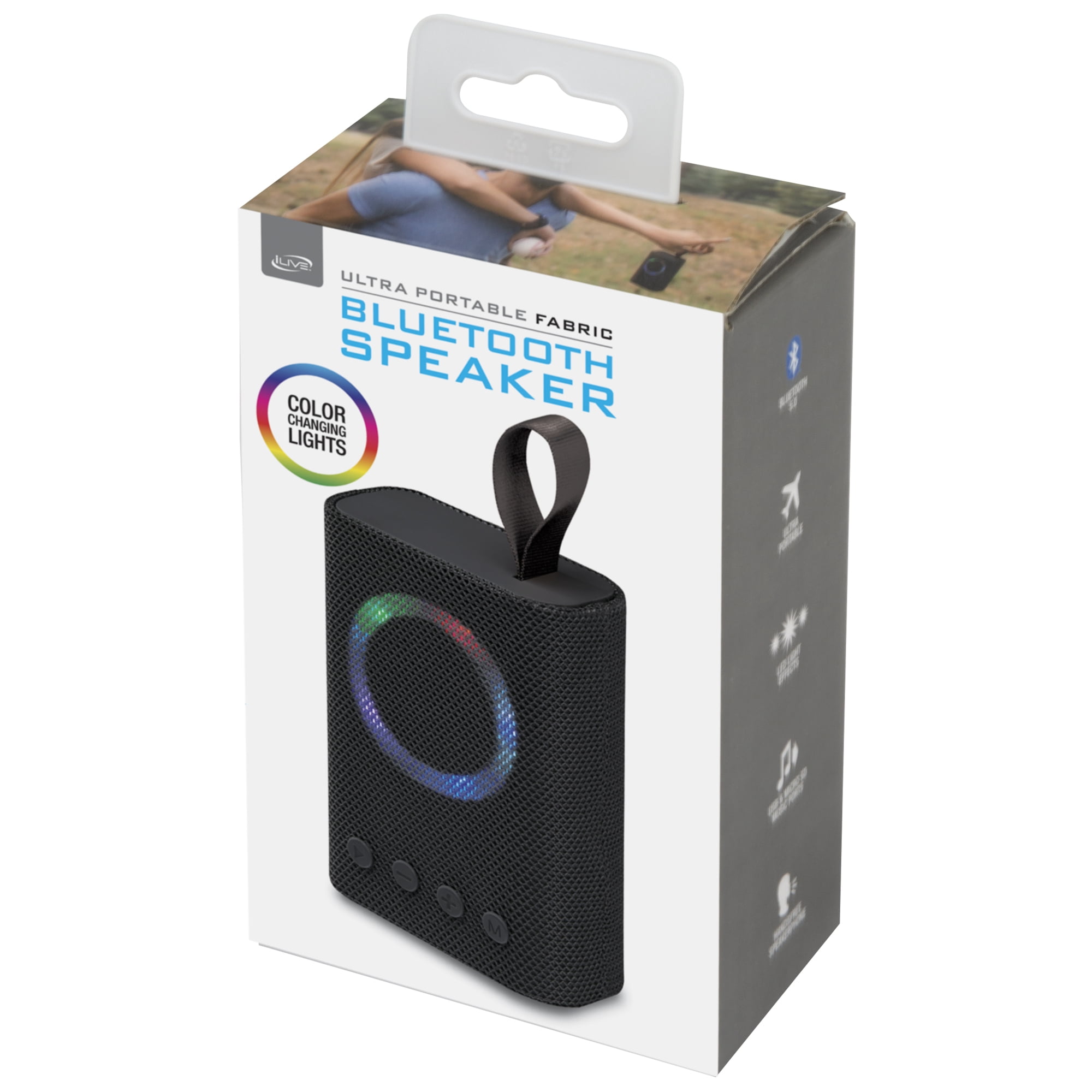 iLive v5.0 Bluetooth Mini Wireless Speaker with LED Light Effects, ISB102, Black