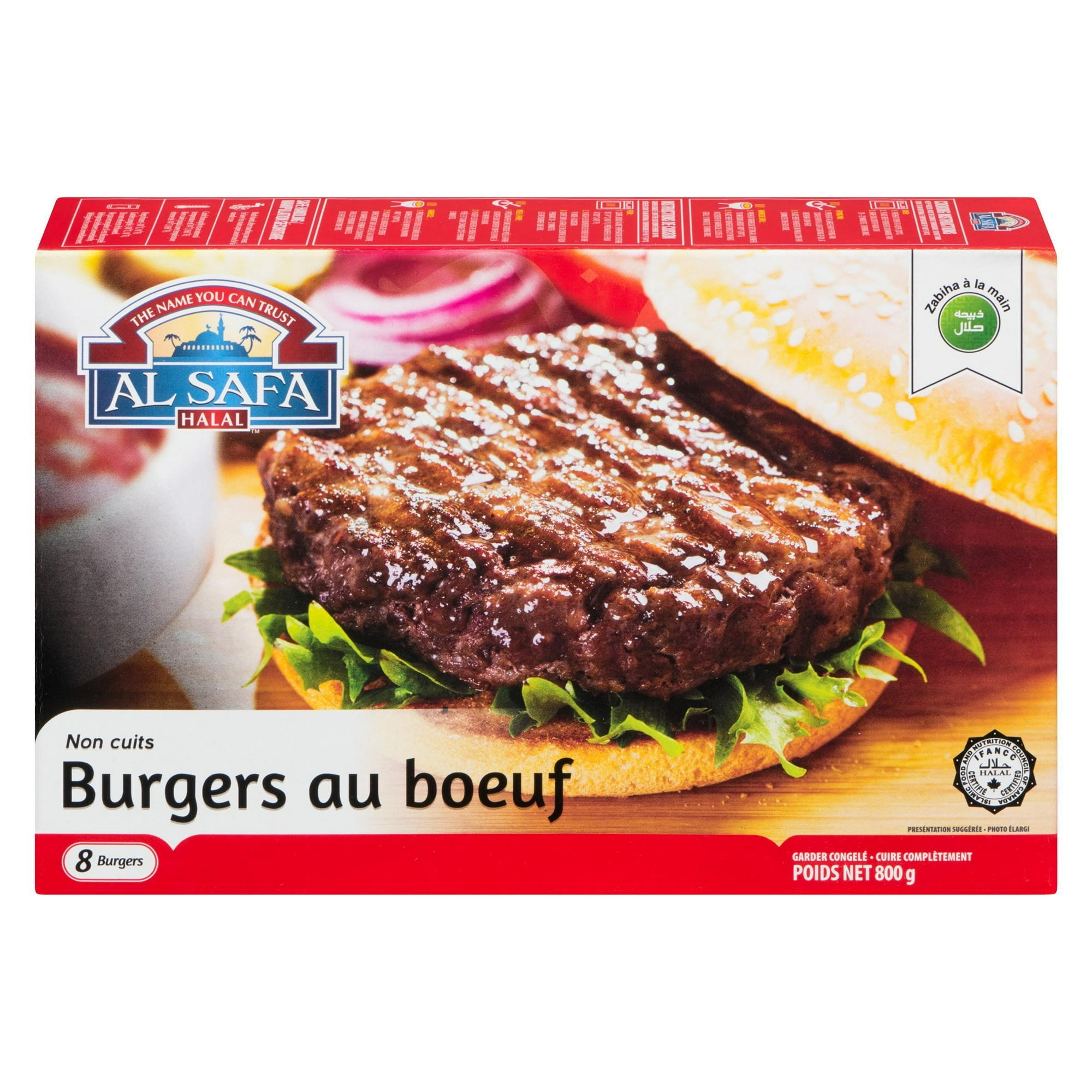 Al Safa Halal Uncooked Beef Burgers, 800 g