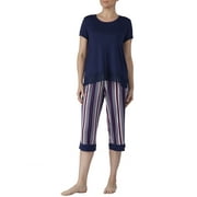 Women's and Women's Plus 2 Piece Capri and Tee Pajama Set