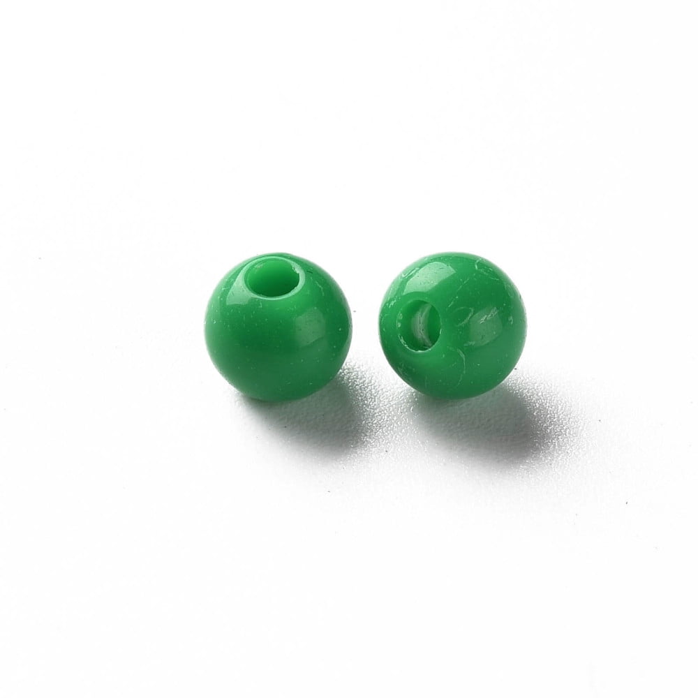 Opaque Acrylic Beads Round Green 6x5mm Hole: 1.8mm 4400pcs/500g
