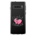 thumbnail image 1 of DistinctInk Clear Shockproof Hybrid Case for Samsung Galaxy S10 (6.1" Screen) - TPU Bumper Acrylic Back Tempered Glass Screen Protector - Pink Ribbon Cancer - Fight Boxing Gloves, 1 of 2