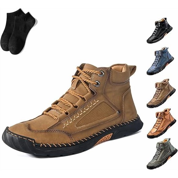 Mens Boots, Men's Handmade Leather Hiking Boots, Comfortable Waterproof Footwear for Men
