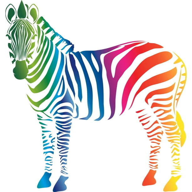 Colorful Zebra Rainbow Zebra Customized Wall Decal Custom Vinyl Wall Art Personalized Name
