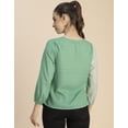 thumbnail image 4 of Moomaya 3/4 Sleeve V Neck Solid Georgette Top - Women's Elegant Georgette Top, 4 of 9