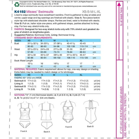 Mccall Pattern Misses Ruched Tankini And One Piece Halter Swimsuit Xs S M L Xl Walmart Com Walmart Com