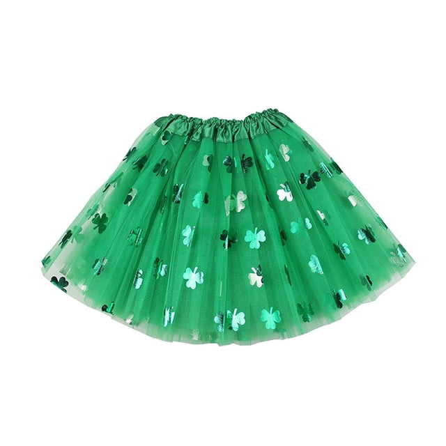 Accesorios de Disfraz para Mujeres Conjunto de Disfraz Y Accesorios de Fiesta Del Día de San Patricio - Falda de Tutu, Corbata de Arco (Adulto) Verde