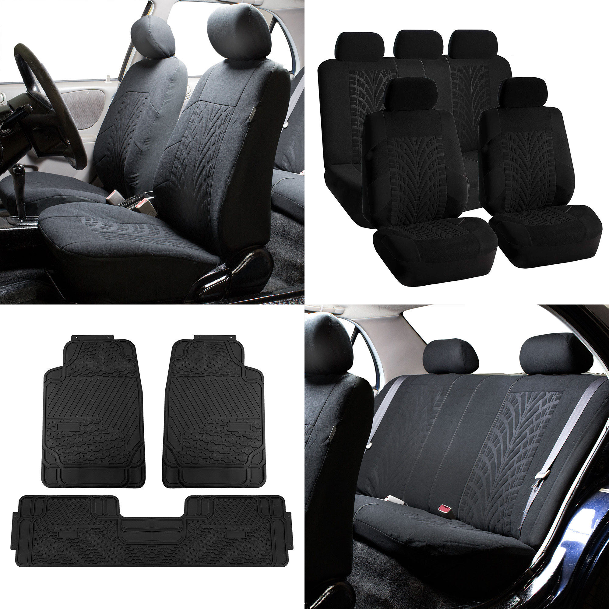 Universal Flat Cloth Seat Covers – Full Front Set For Car, Truck, SUV, Van – Breathable Polyester, Washable