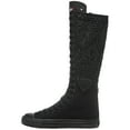 thumbnail image 3 of ANUFER Girls Womens Fashion Knee High Lace-Up Canvas Boots Pure Black Zip Dance Boots Lace SN815 US8, 3 of 7