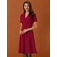 thumbnail image 4 of Vestido estilo swing retro vintage Allegra K manga corta cuello en V botones años 50 Rojo L, 4 of 5
