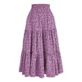 thumbnail image 5 of XIAOCHA Smocked High-Waisted Drawstring Floral Tiered Skirt for Women Flowy Casual Boho-Inspired Everyday Summer Midi Skirt, 5 of 5
