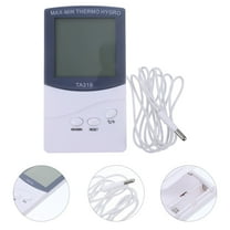 WHAMVOX Digital LCD Thermometer with White Plastic Appearance for Indoor and Outdoor Use 3 Buttons Clear