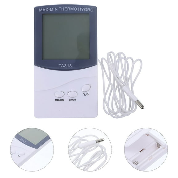 WHAMVOX Digital LCD Thermometer with White Plastic Appearance for Indoor and Outdoor Use 3 Buttons Clear