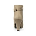 thumbnail image 2 of BLISSFUL STEP Women's Block Heel Platform Ankle Boots Nude 7.5, 2 of 7
