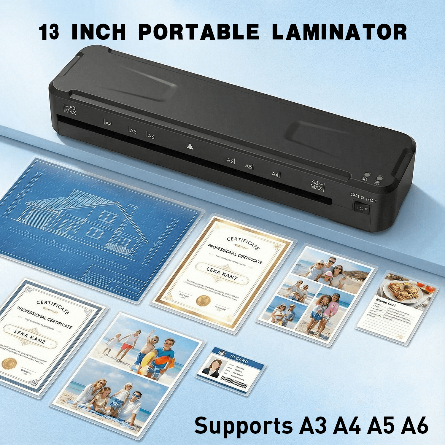 Laminator Machine,13 Inch Cold Thermal Laminators with Laminating Sheets,A3 Personal Laminators for Home Office School