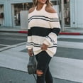 thumbnail image 4 of IROINNID Womens Sweater Round Neckline Pullover Sweater Stripes Comfy Mid-Length Long Sleeve Matching Tops Blouse Knitted Sweater, 4 of 5