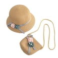 thumbnail image 1 of EeaseMX 1 juego de kit de playa para niños, adorable bolso bandolera con sombrero de paja para niñas pequeñas (caqui), 1 of 7